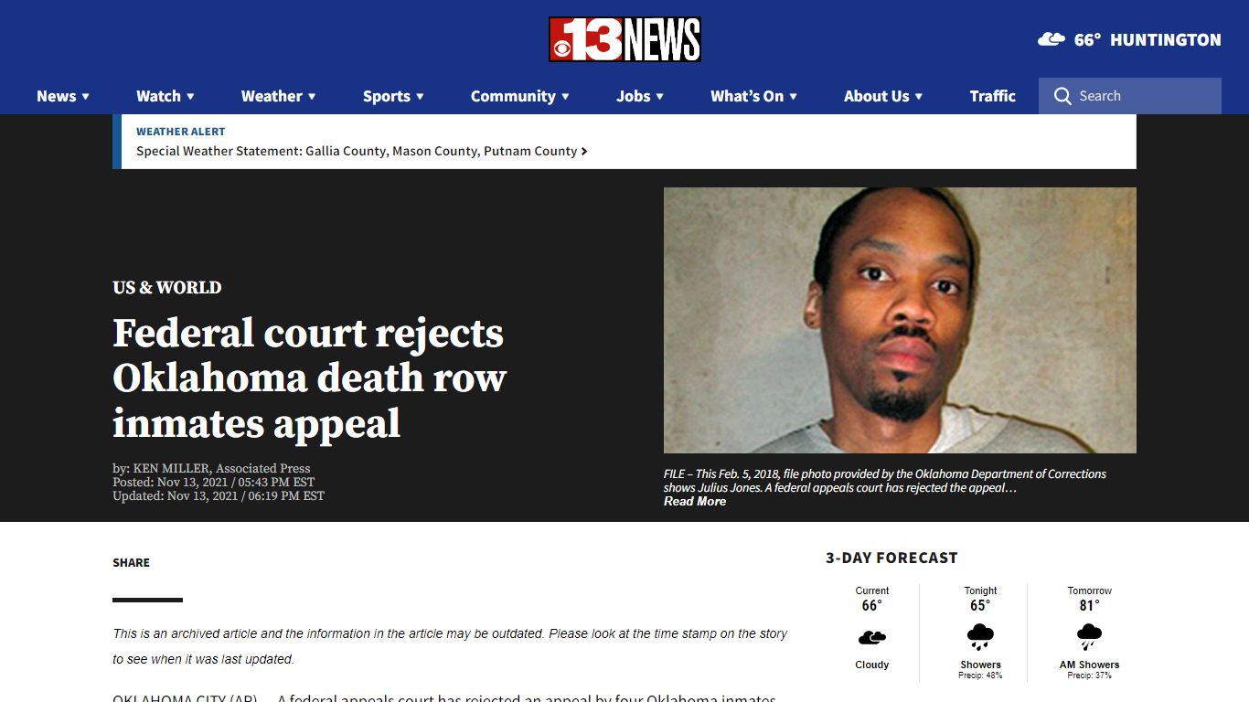 Federal court rejects Oklahoma death row inmates appeal ...